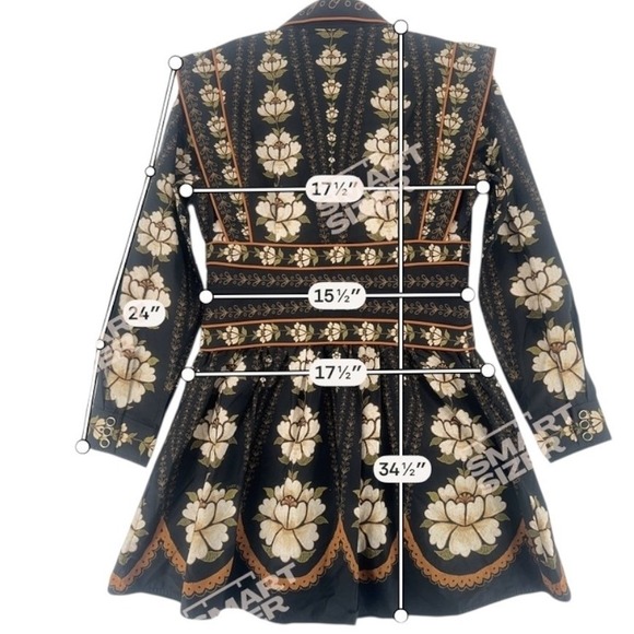 Farm Rio Black Bold Flowers Long Sleeve Mini Dress S NWOT - Picture 5 of 16